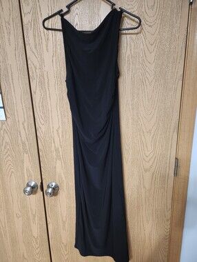 Elegant Black Women's Draped Evening Dress